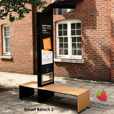 Smart Bench 2 - ideális régi padok cseréjéhez, nagy forgalmú helyeken. pl.: sétáló utcák, városok utcáin ahol sok üzlet található.