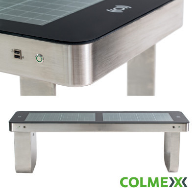 Smart solar powered street furniture - Okos pad. Wireless charging, USB, USB-C. Töltsd fel energiával eszközeidet, bármikor amikor szükséged van rá.