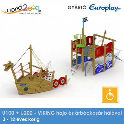 Viking hajó és árbockosár hálóval - akadálymentesített