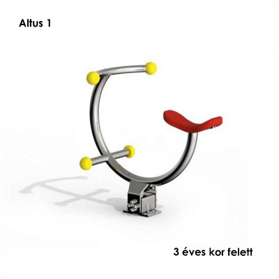 Altus 1- Az ülés és a fogantyúk színes gömbjai lágy gumiból készülnek, egyébként csak stabil rozsdamentes acélt használnak.