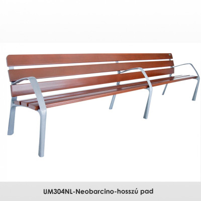 UM304NL-Neobarcino-hosszú pad. FSC; Fenntartható forrásokból származó fából készült, öntött alumínium lábakkal. A pad különböző fa színű kivitelben is kapható. 