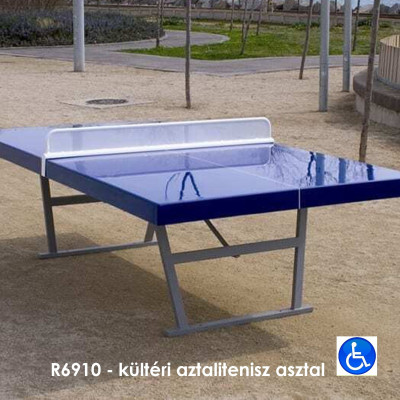 R6910 - kültéri asztalitenisz asztal, kültéri elhelyezésre, ellenáll az időjárási viszonyoknak és a vandalizmusnak.