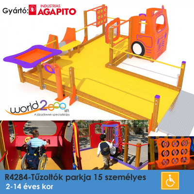 R4284-Tűzoltó Park, akadálymentesített, 15 személyes, készségfejlesztő játékokkal felszerelve,